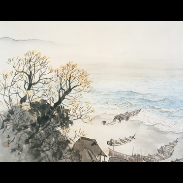 「海辺晩秋」 川合玉堂 （1952年）