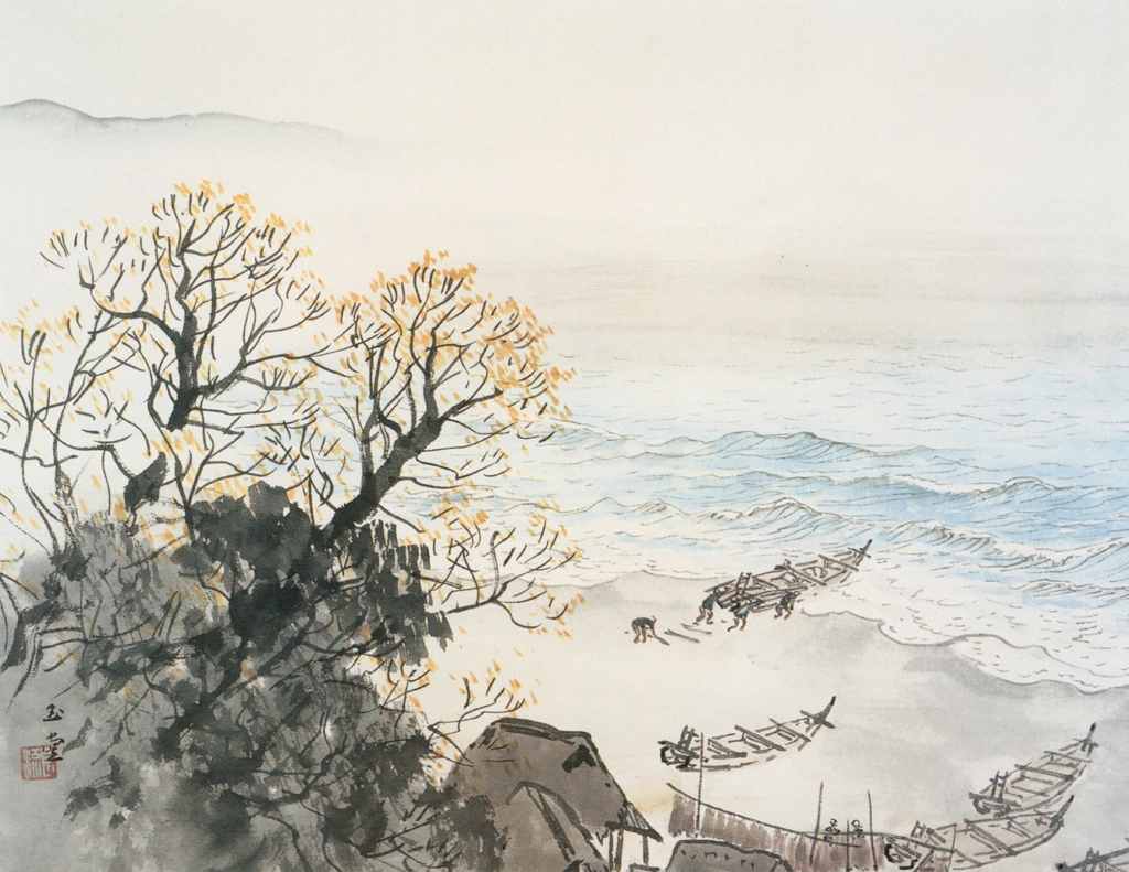 「海辺晩秋」 川合玉堂 （1952年） | 没後50年 川合玉堂展 時を超え よみがえる日本自然より