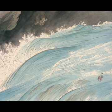 「水四題: 河鹿」 川合玉堂 （1953年）