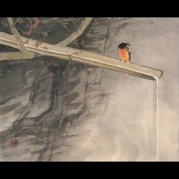 「水四題: 鶲」 川合玉堂 （1953年）