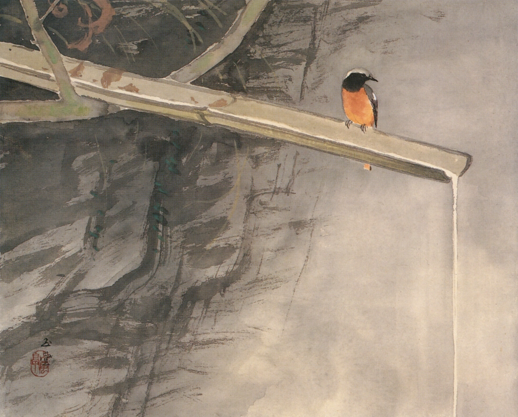 「水四題: 鶲」 川合玉堂 （1953年） | 没後50年 川合玉堂展 時を超え よみがえる日本自然より
