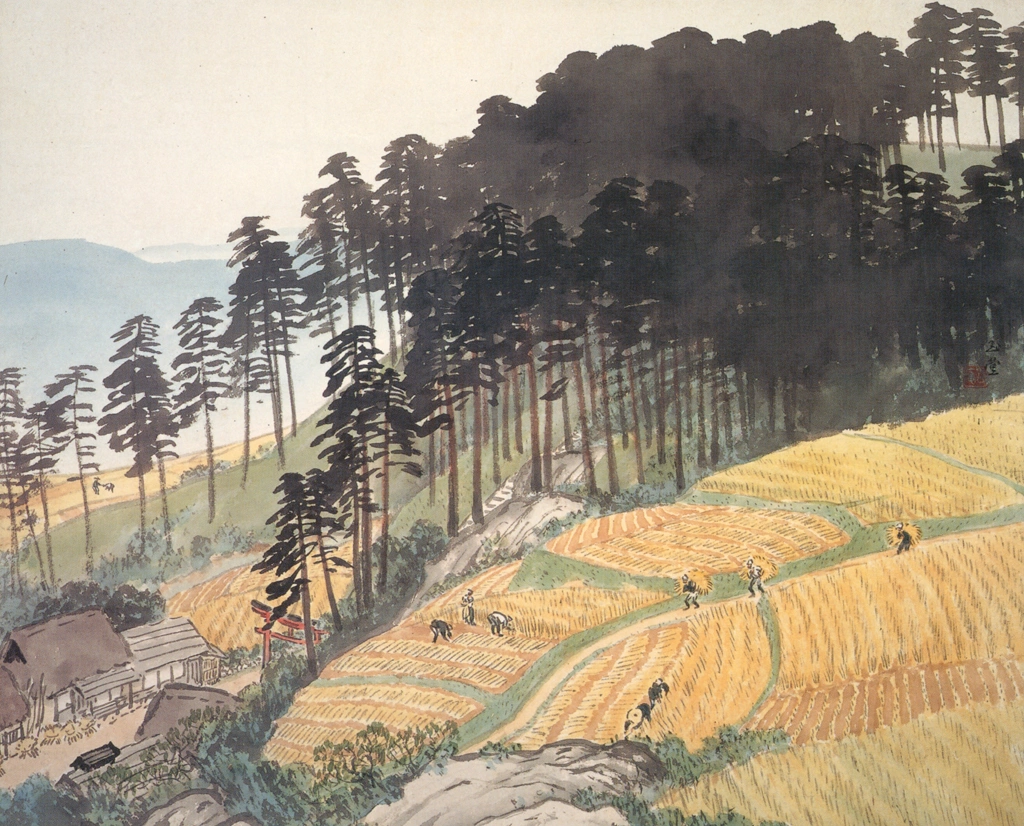 「麦秋」 川合玉堂 （1953年頃） | 没後50年 川合玉堂展 時を超え よみがえる日本自然より