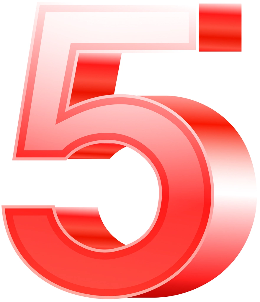 Ser of 6 Number 5 Illustrations and Vectors | Red