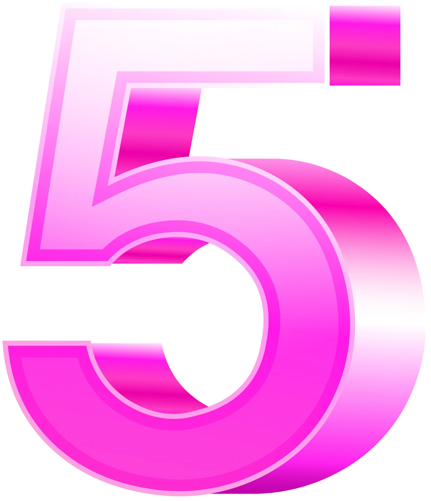 Ser of 6 Number 5 Illustrations and Vectors | Pink