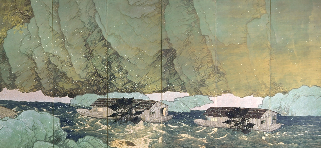 「行く春」 川合玉堂 （1916年） | 右隻