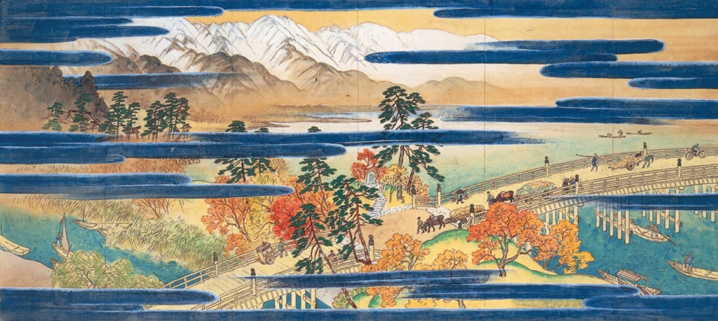 「悠紀地方風俗歌屏風 （小下図）」 川合玉堂 （1928年） | 左隻 没後50年 川合玉堂展 時を超え よみがえる日本自然より