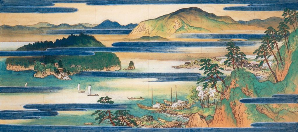 「悠紀地方風俗歌屏風 （小下図）」 川合玉堂 （1928年） | 右隻 没後50年 川合玉堂展 時を超え よみがえる日本自然より