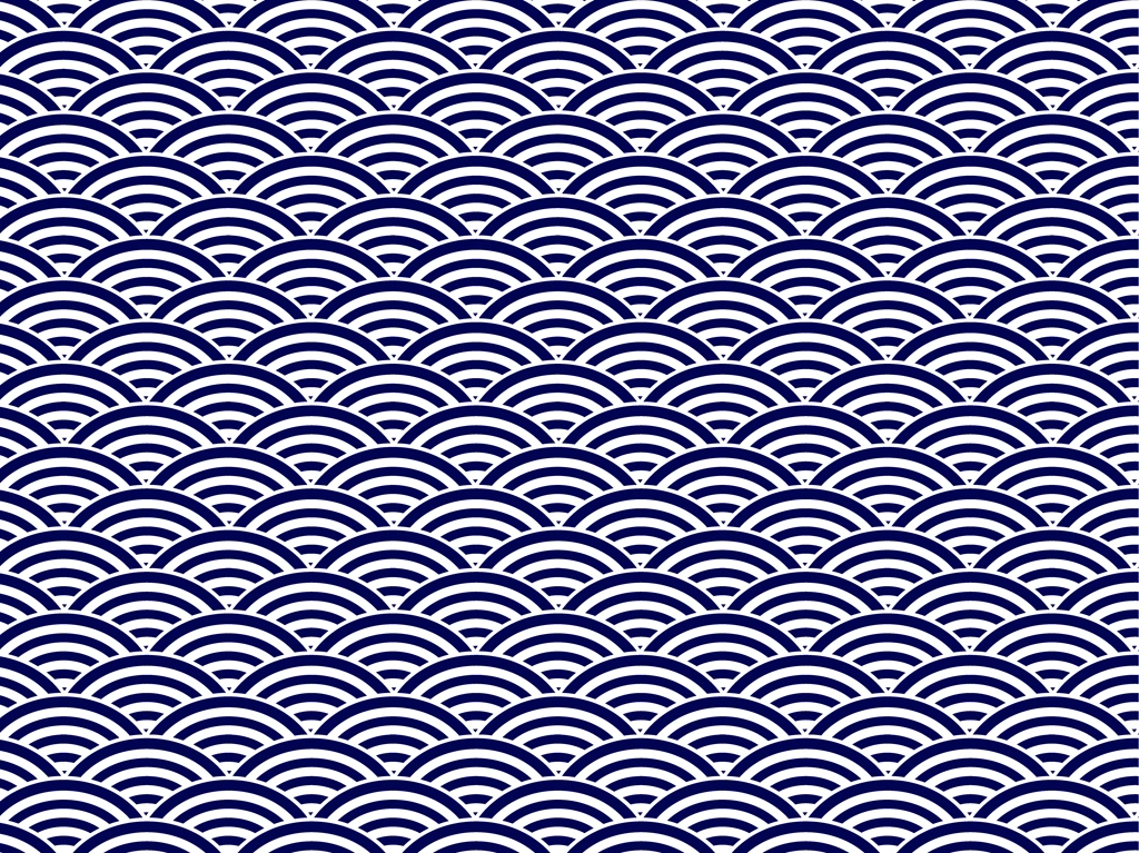 5種類の青海波文様の背景イラストとベクター | 紺色