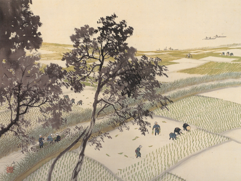 「田植」 川合玉堂 （1941年） | 川合玉堂展 描かれた日本の原風景より
