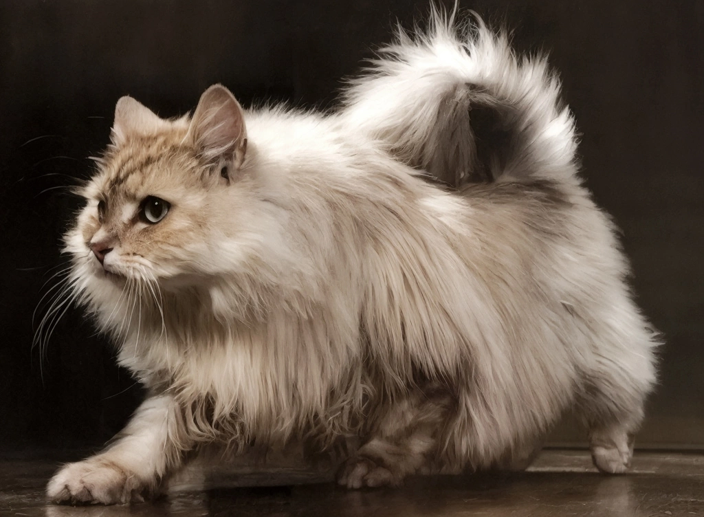 「無題 （歩いている長毛の猫）」 イーラ | AIカラー化