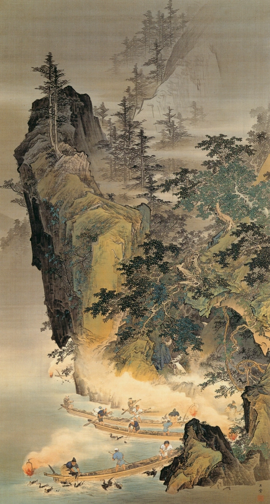Cormorant Fishing by Kawai Gyokudō (1895) | from KAWAI Gyokudo: A Retrospective