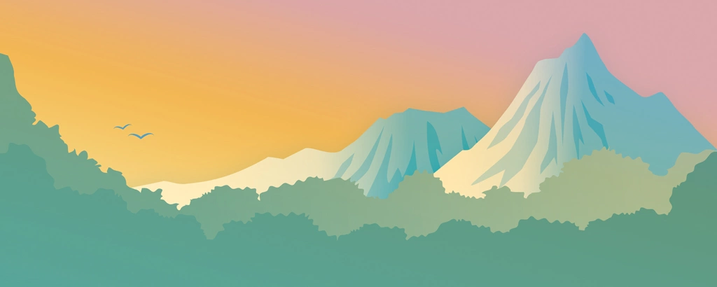 Set of 3 Mountain Landscape Illustrations and Vectors | Evening