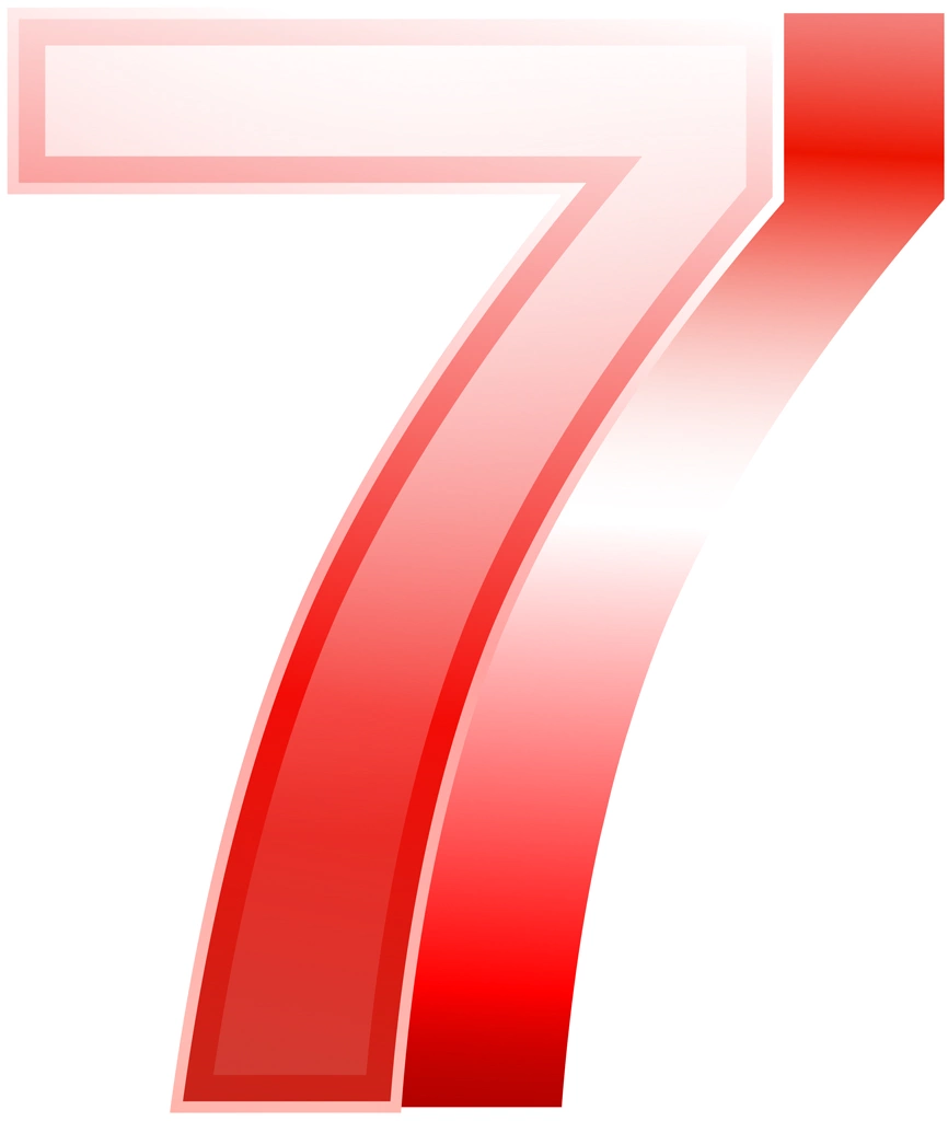 6種類の数字の7のイラストとベクター | 赤色