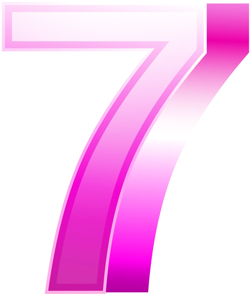 6種類の数字の7のイラストとベクター | ピンク色
