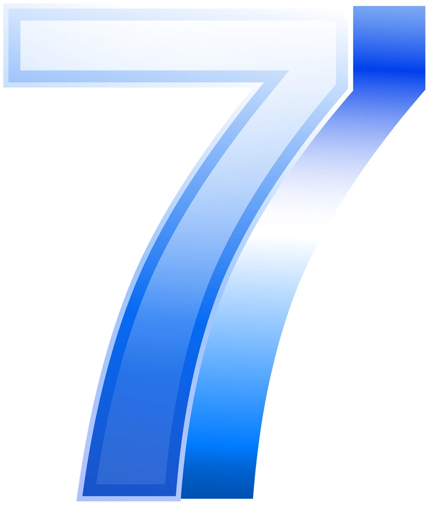 6種類の数字の7のイラストとベクター | 青色