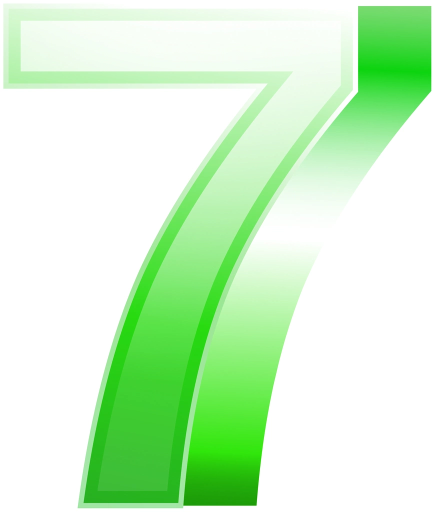 6種類の数字の7のイラストとベクター | 緑色