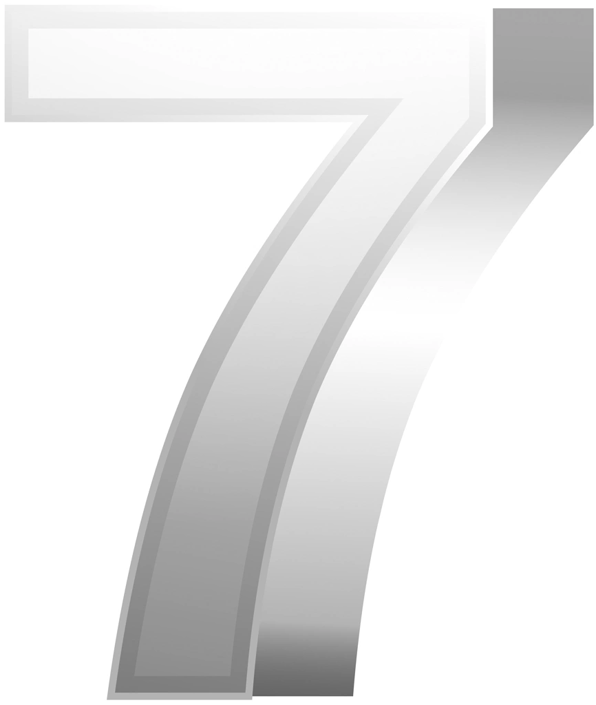 6種類の数字の7のイラストとベクター | 銀色