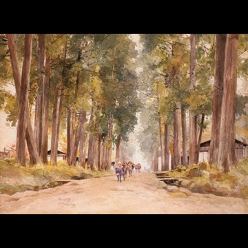 A Line of Japanese Cedar Trees by Yoshida Hiroshi (1894-99)