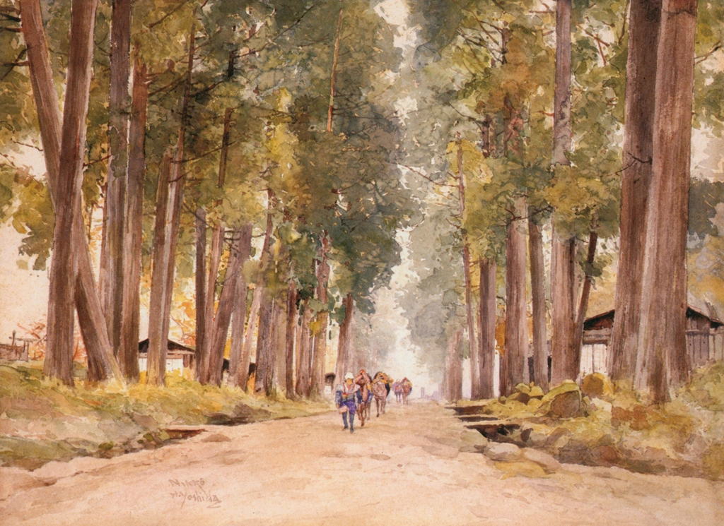 A Line of Japanese Cedar Trees by Yoshida Hiroshi (1894-99) | from Hiroshi Yoshida Art Works