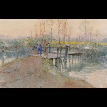 Bridge in the Village by Yoshida Hiroshi (circa 1902)