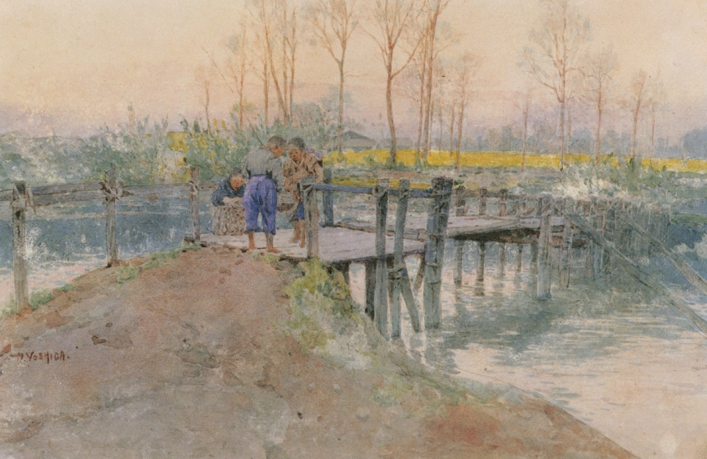 Bridge in the Village by Yoshida Hiroshi (circa 1902) | from Hiroshi Yoshida Art Works