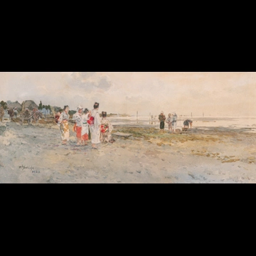 Shell Gathering at Low Tide by Yoshida Hiroshi (1902)
