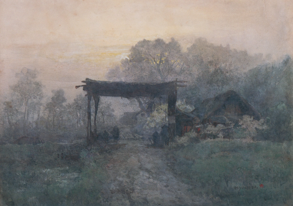 Dawn in the Farm Village by Yoshida Hiroshi (circa 1903) | from Hiroshi Yoshida Art Works