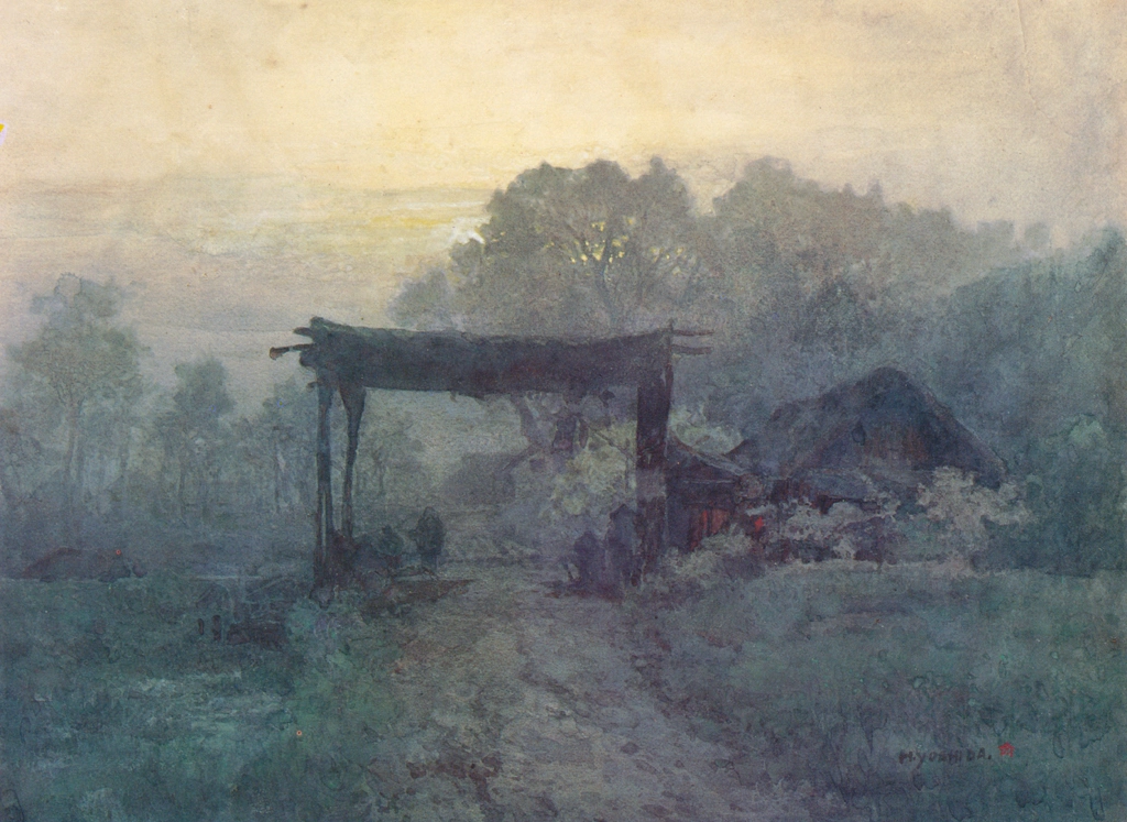 Dawn in the Farm Village by Yoshida Hiroshi (circa 1903) | from Hiroshi Yoshida Exhibition - Refreshingly Original and Lyrical