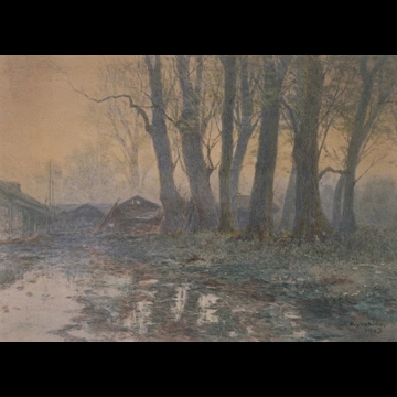 A Cluster of Trees in the Mist by Yoshida Hiroshi (1903)