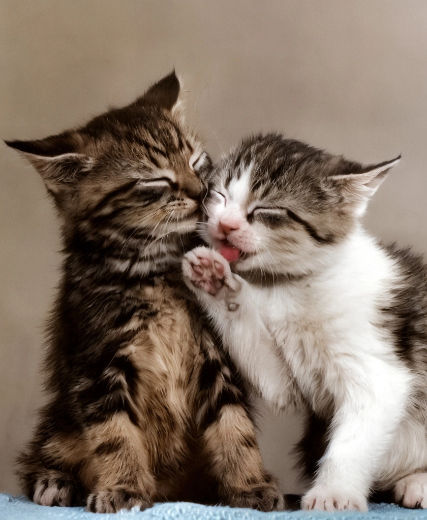 「無題 （寄り添っている2匹の子猫）」 イーラ | AIカラー化
