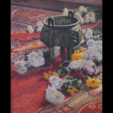 Bronze Bowl and Roses by Yoshida Hiroshi (circa 1914)