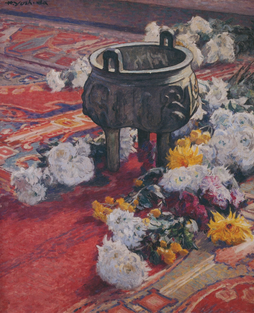 Bronze Bowl and Roses by Yoshida Hiroshi (circa 1914) | from Hiroshi Yoshida Art Works