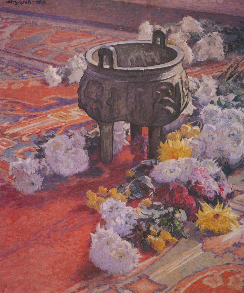 Bronze Bowl and Roses by Yoshida Hiroshi (circa 1914) | from Hiroshi Yoshida Exhibition - Refreshingly Original and Lyrical