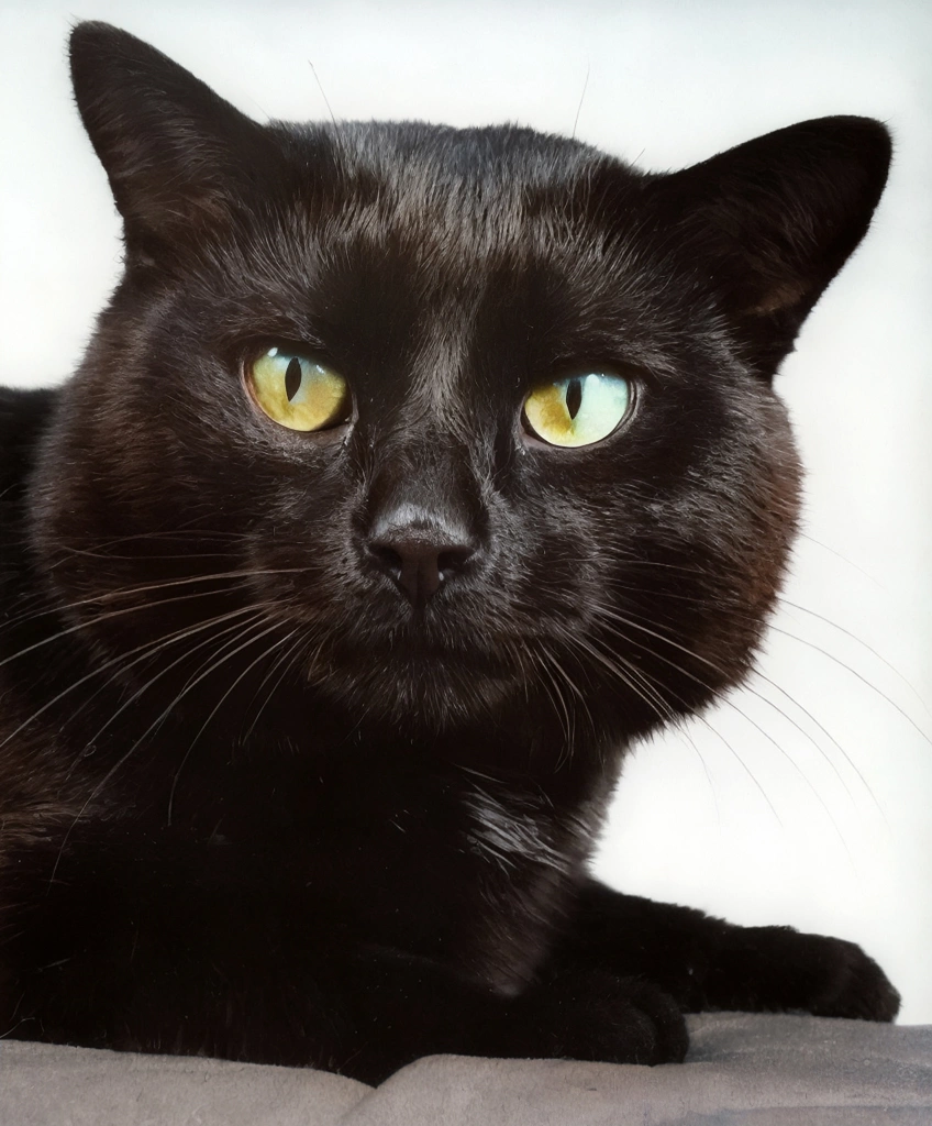「無題 （黒猫の顔のアップ）」 イーラ | AIカラー化