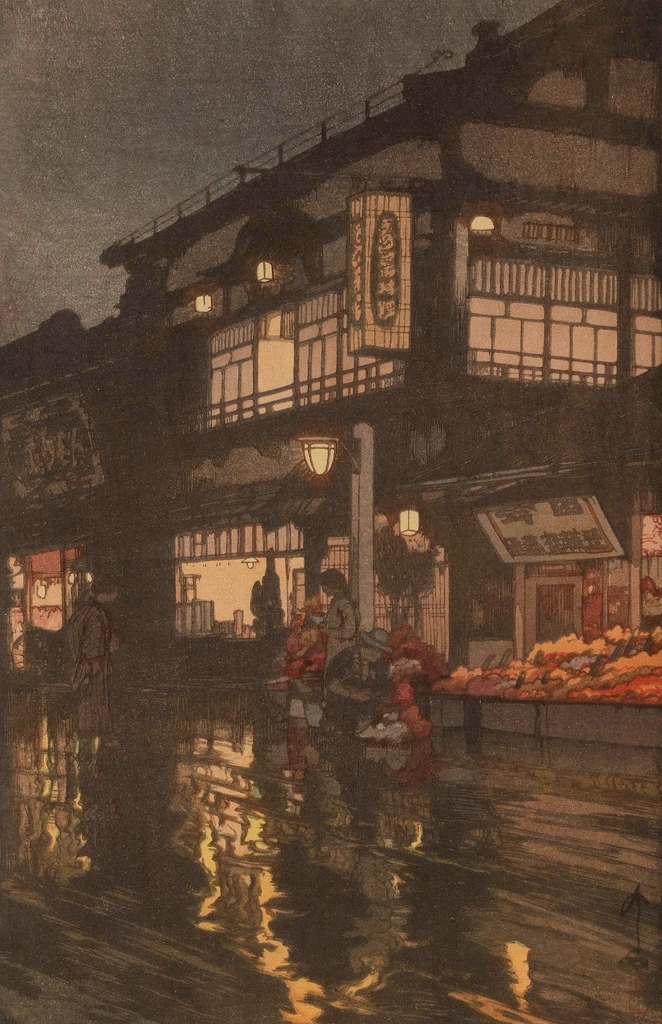 「東京拾二題 神楽坂通 雨後の夜」 吉田博 （1929年） | 3