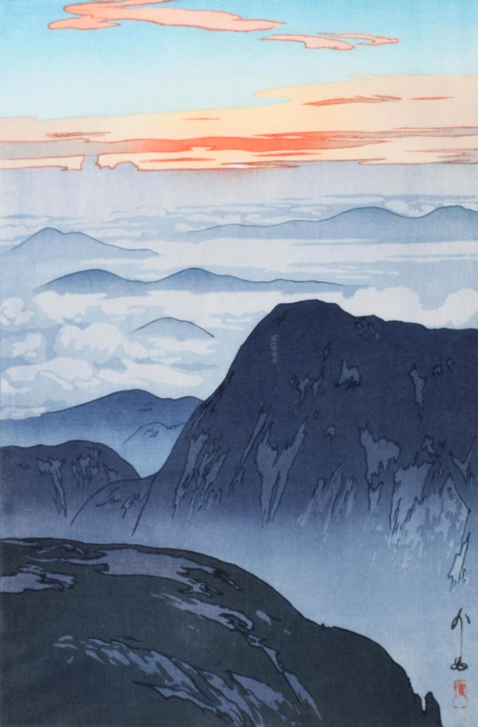 「日本アルプス十二題 烏帽子岳の旭」 吉田博 （1926年） | 3