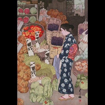 「根津 正直八百屋」 吉田博 （1926年）