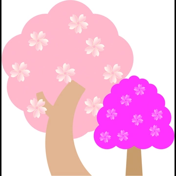 6種類の桜の木々のイラストとベクター