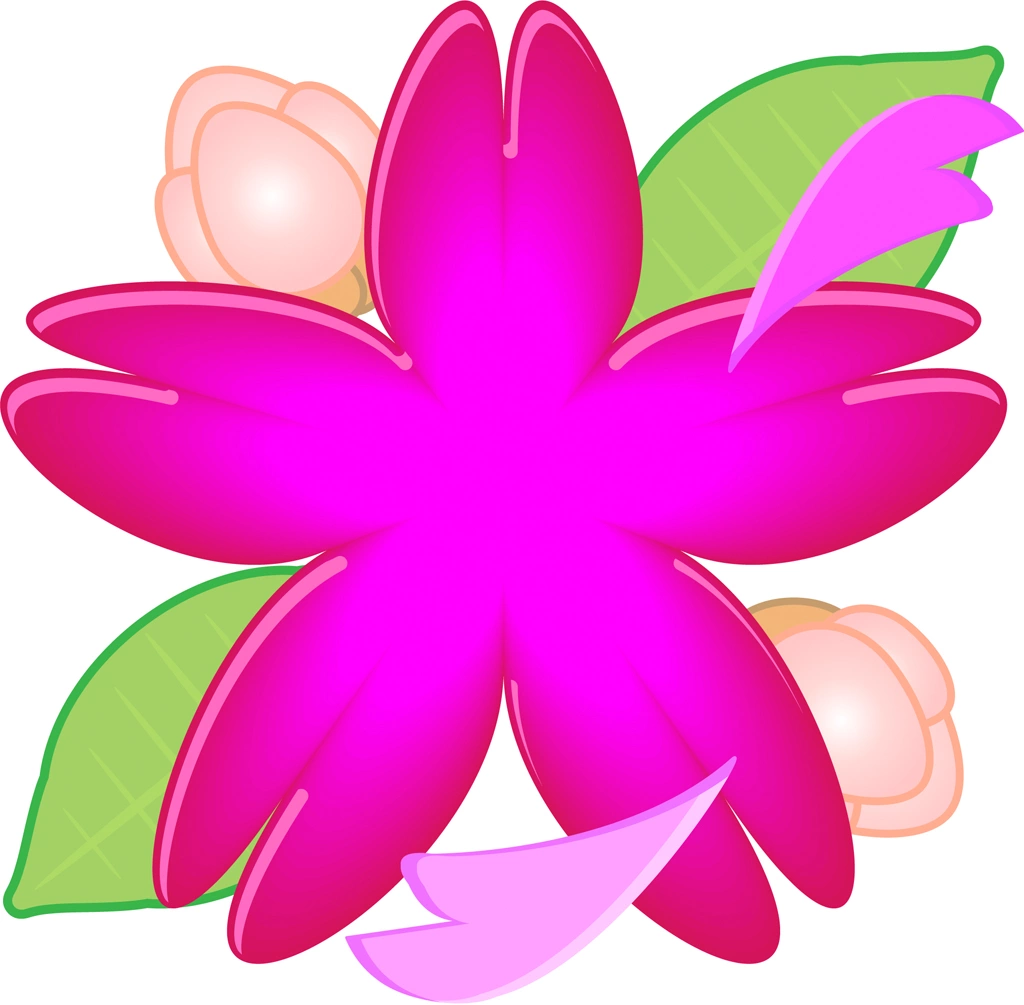 6種類のさくらの花と蕾と葉のイラストとベクター | 1つの桜の花と2つの蕾と2枚の葉
