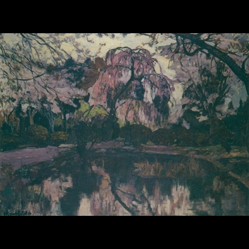 「池畔の桜」 吉田博 （1927年）