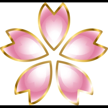 6種類の金色の淵がある桜の花のイラストとベクター
