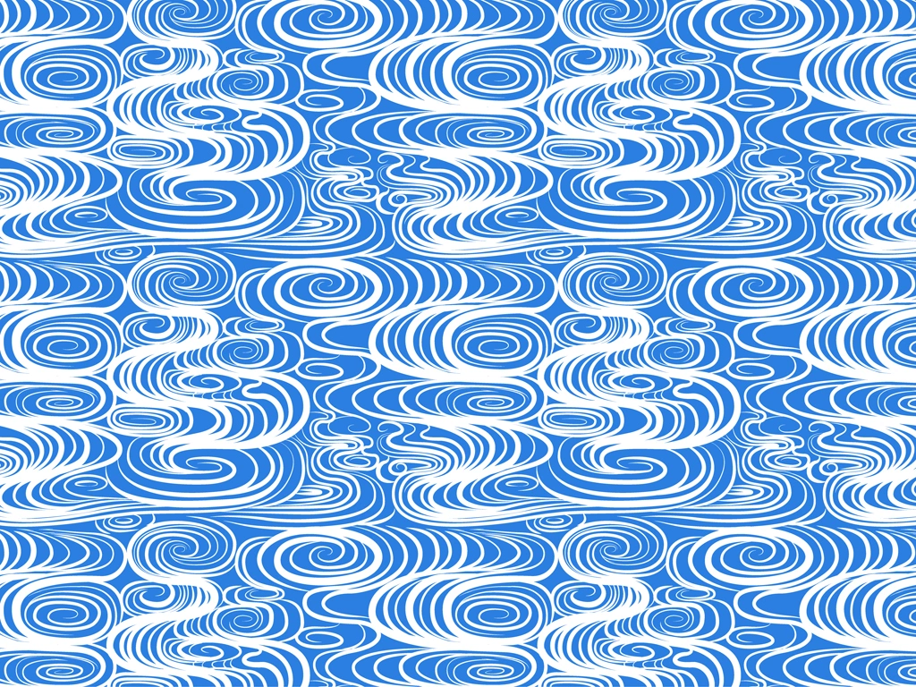 6種類の波紋柄模様の背景イラストとベクター | 白色と青色