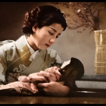 「無題（市松人形と着物姿の日本人女性）」 尾崎三吉 （1938年以前）