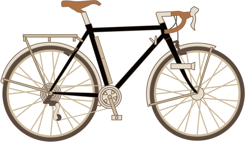 6種類のリアキャリア付きのロードバイクのイラストとベクター | 黒色