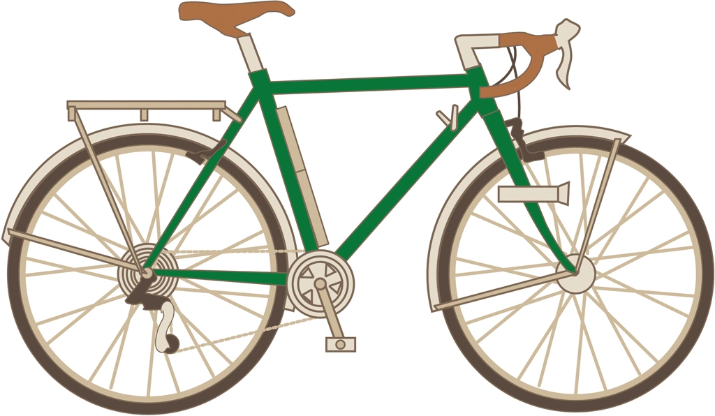 6種類のリアキャリア付きのロードバイクのイラストとベクター | 緑色