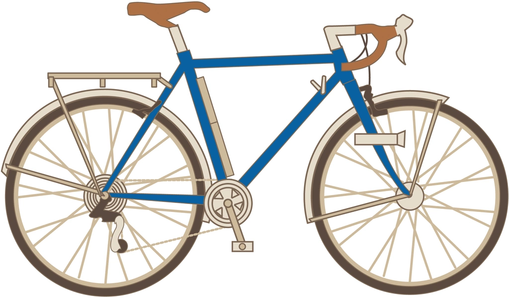 6種類のリアキャリア付きのロードバイクのイラストとベクター | 青色