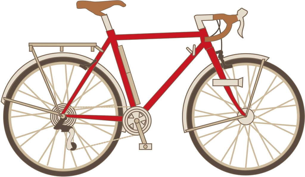 6種類のリアキャリア付きのロードバイクのイラストとベクター | 赤色