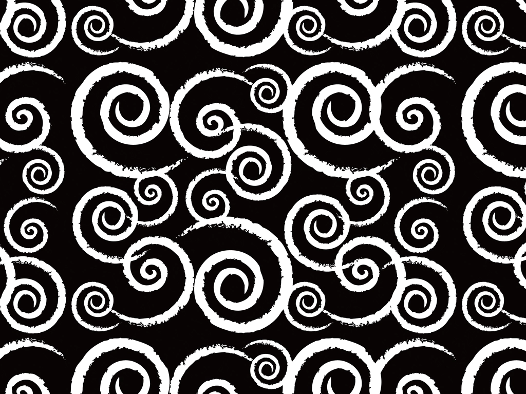 6種類のうず巻き柄模様の背景イラストとベクター | 黒色