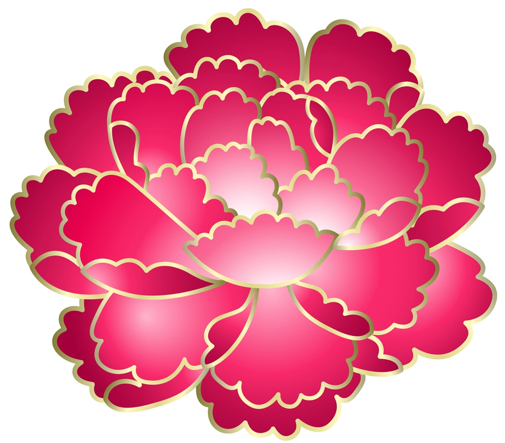6種類の牡丹の花のイラストとベクター | 赤色