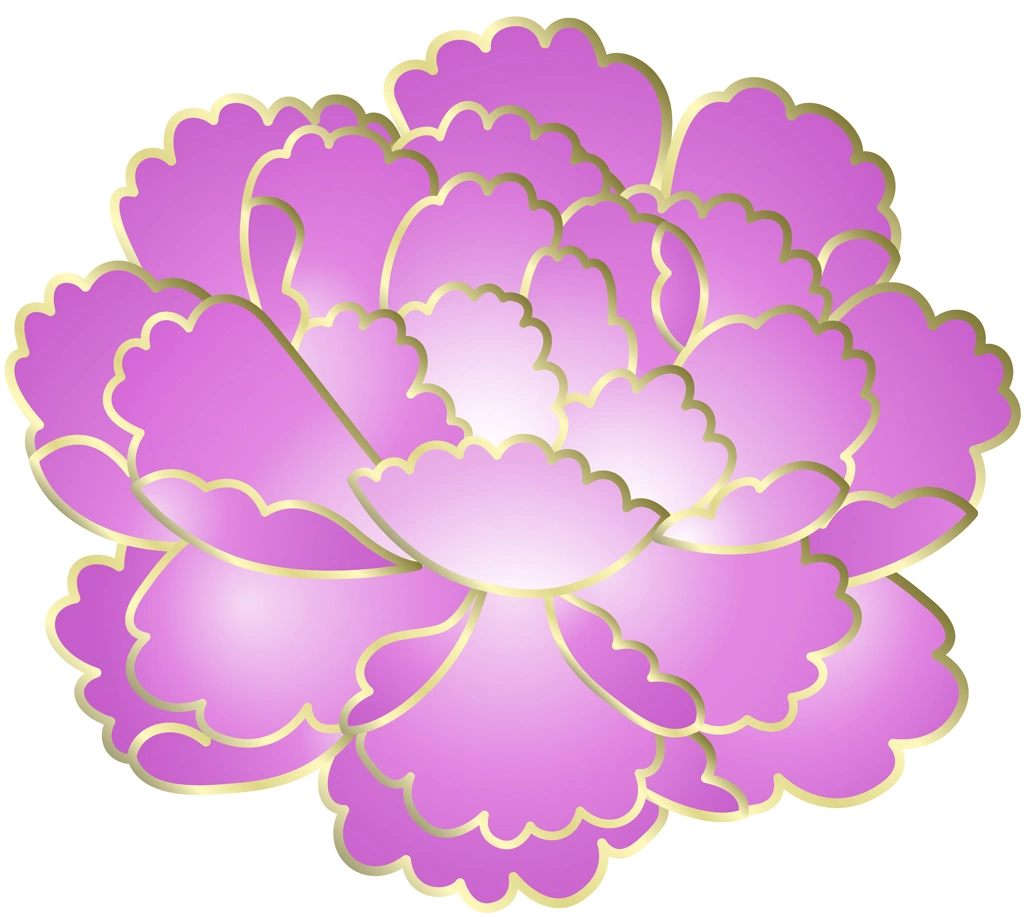 6種類の牡丹の花のイラストとベクター | ピンク色